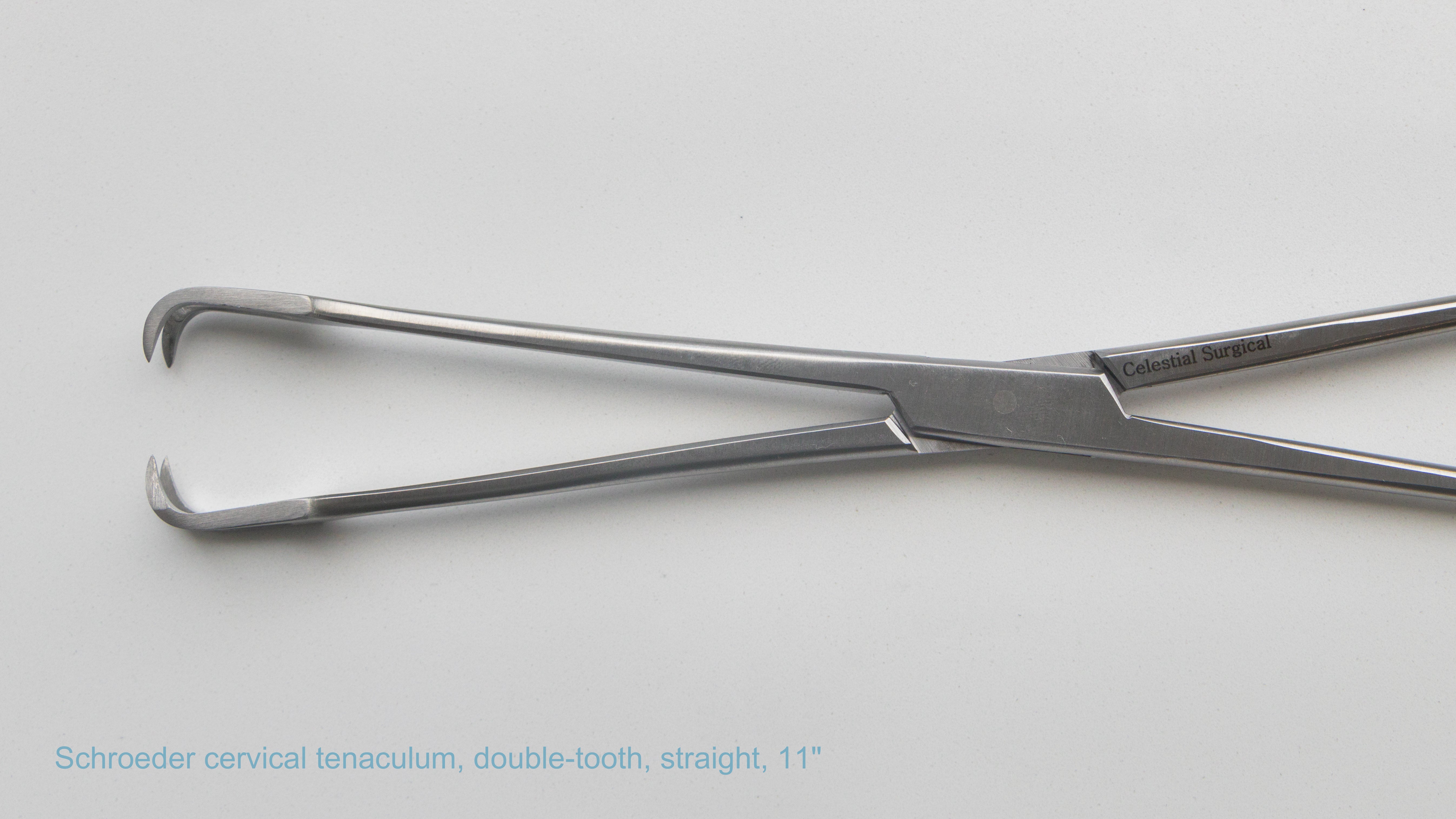 Schroeder cervical tenaculum, double-tooth, straight – Celestial Surgical