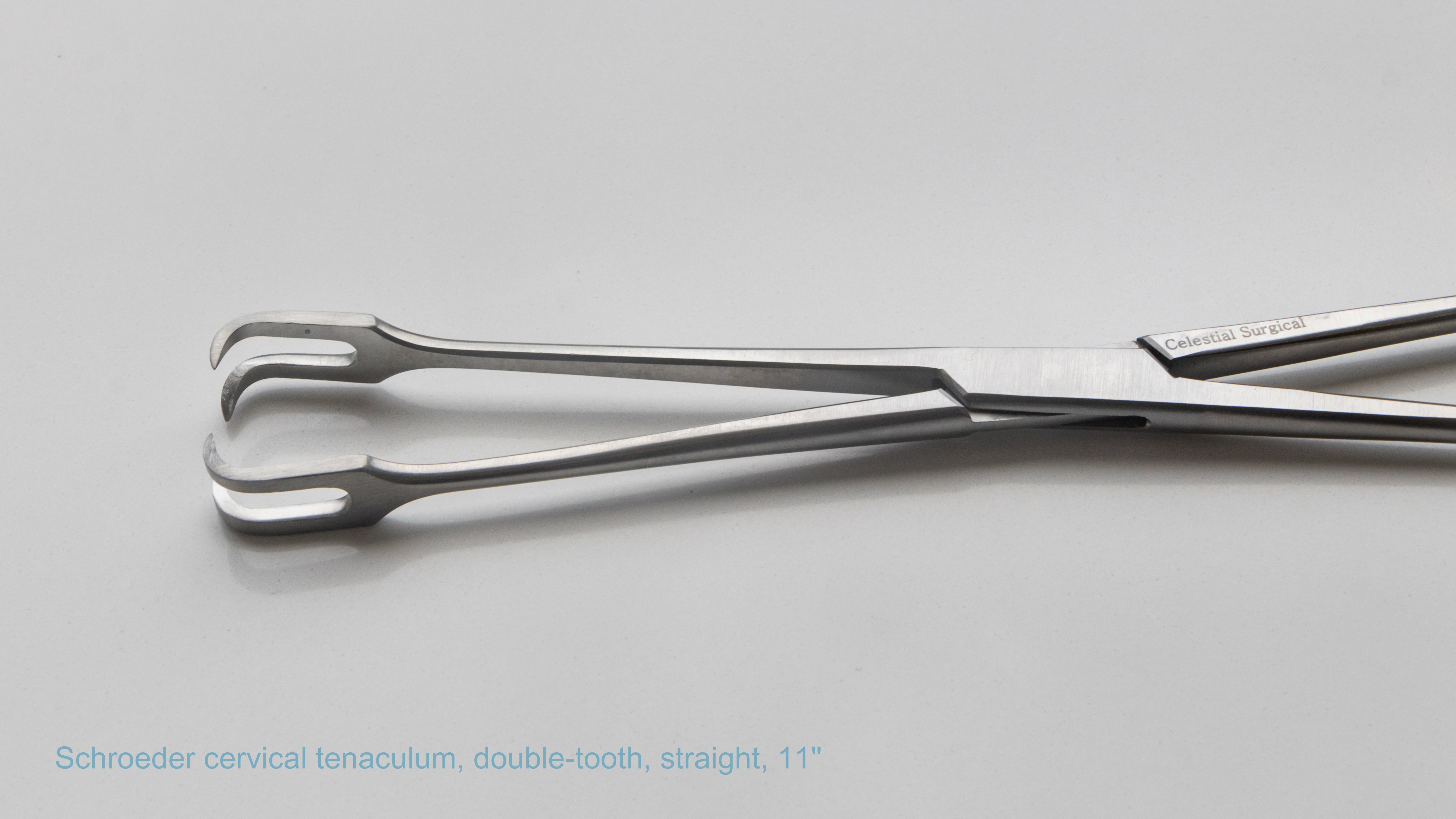 Schroeder cervical tenaculum, double-tooth, straight – Celestial Surgical