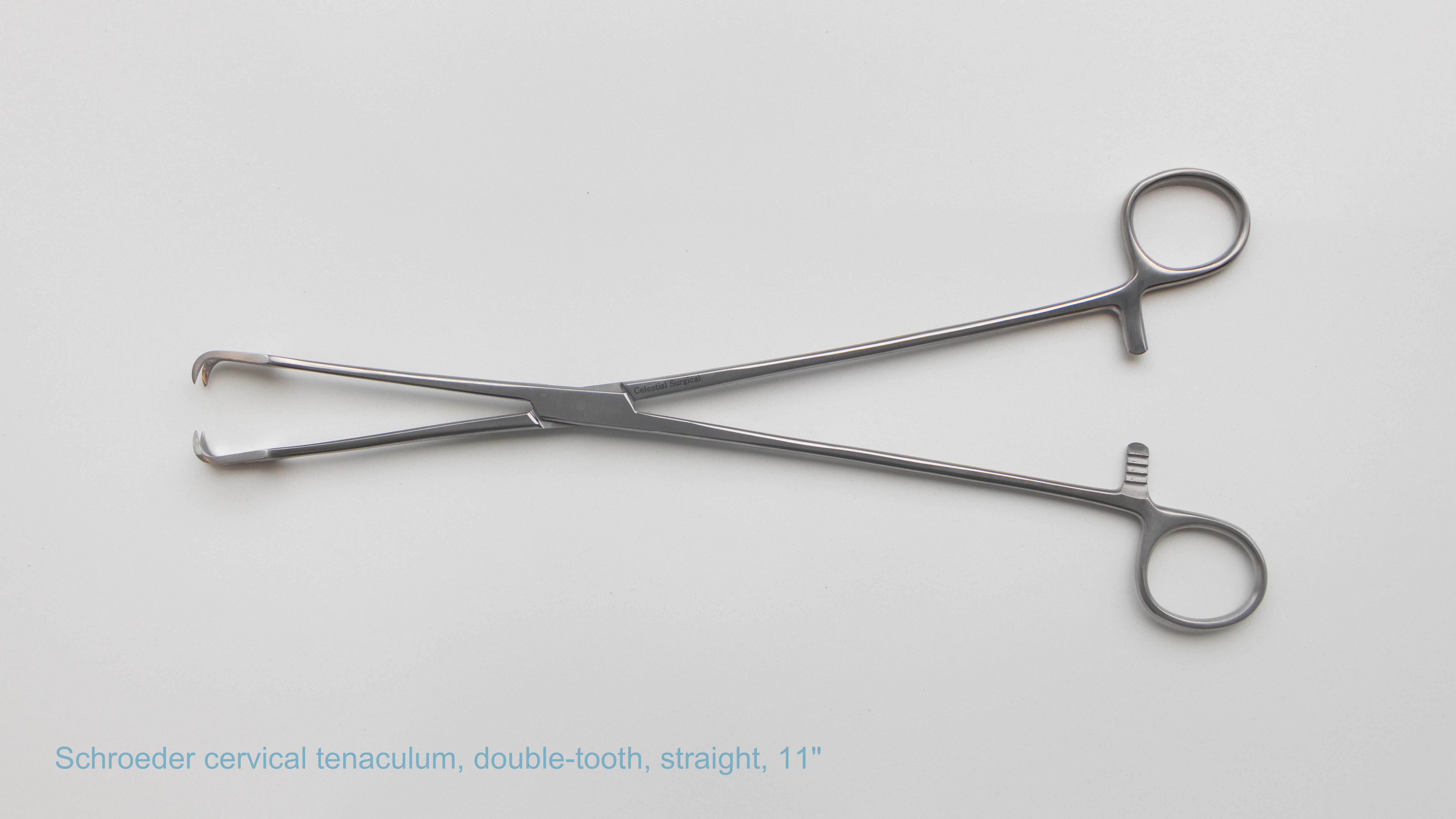 Schroeder cervical tenaculum, double-tooth, straight – Celestial Surgical