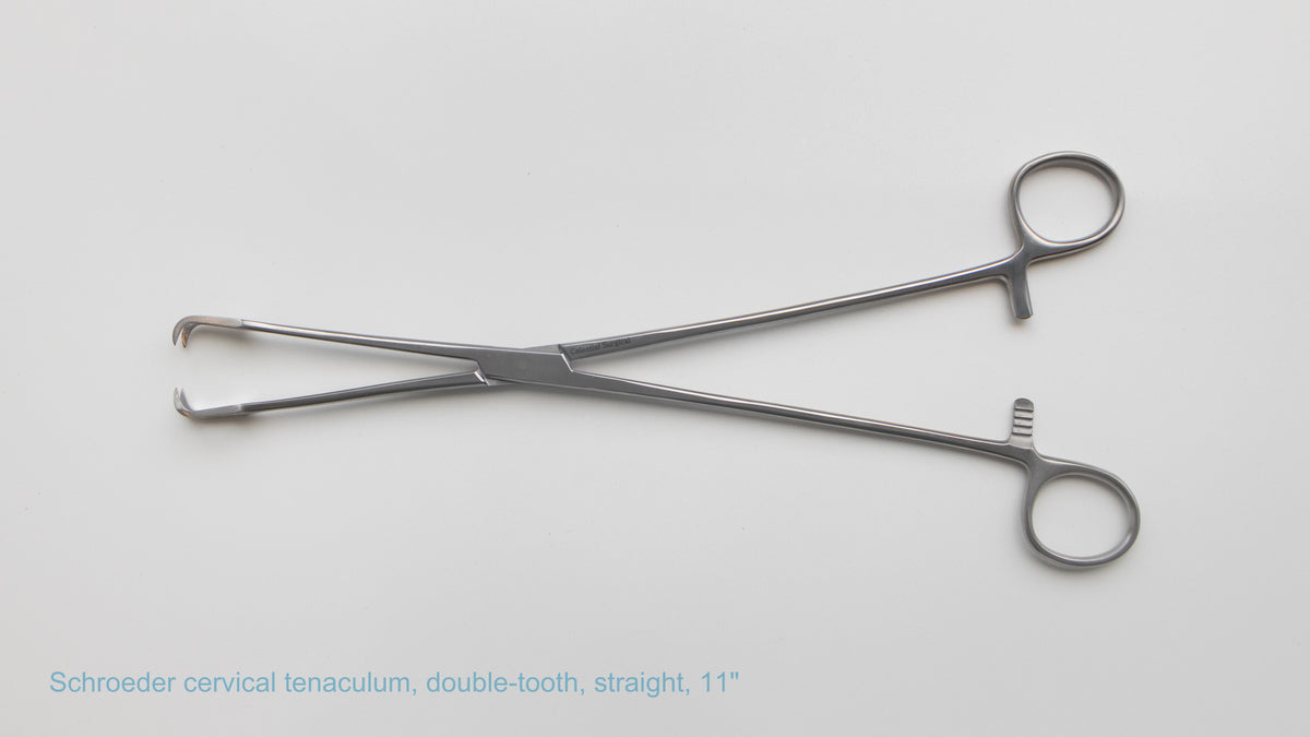 Schroeder cervical tenaculum, double-tooth, straight – Celestial Surgical